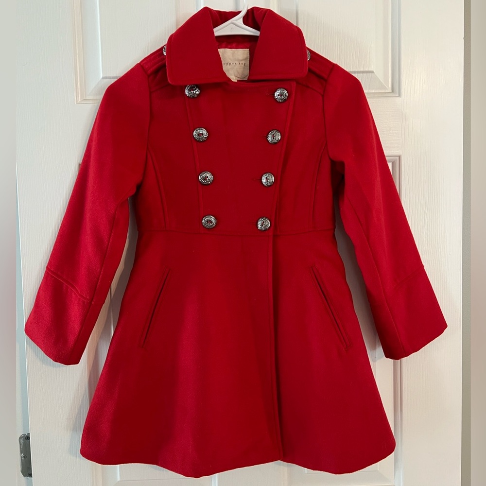 Girls Copper Key Pea Coat, Red. Size 6/6x. Excellent condition!